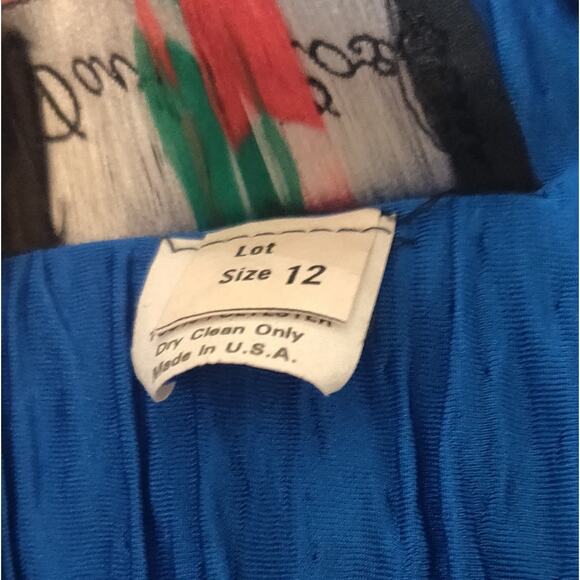 David Rose Maxi Dress Womens 12 Royal Blue Crinkle Material Beaded Embellished - Picture 9 of 16